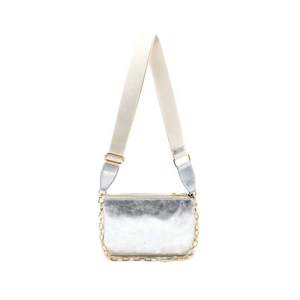 NEW BC HANDBAGS women's metallic crossbody clutch bag in silver